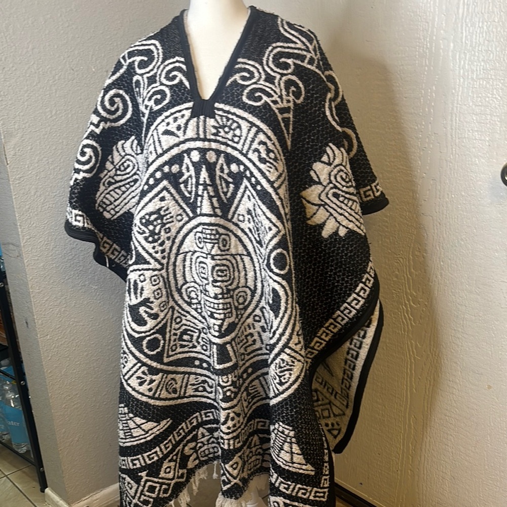 Aztec Patterned Poncho